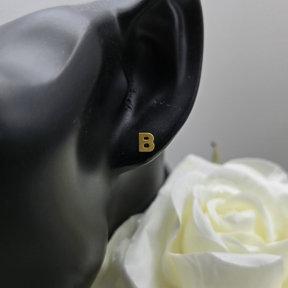 DAINTY INITIAL GOLDEN STERLING SILVER STUDS - Picture 6 of 16